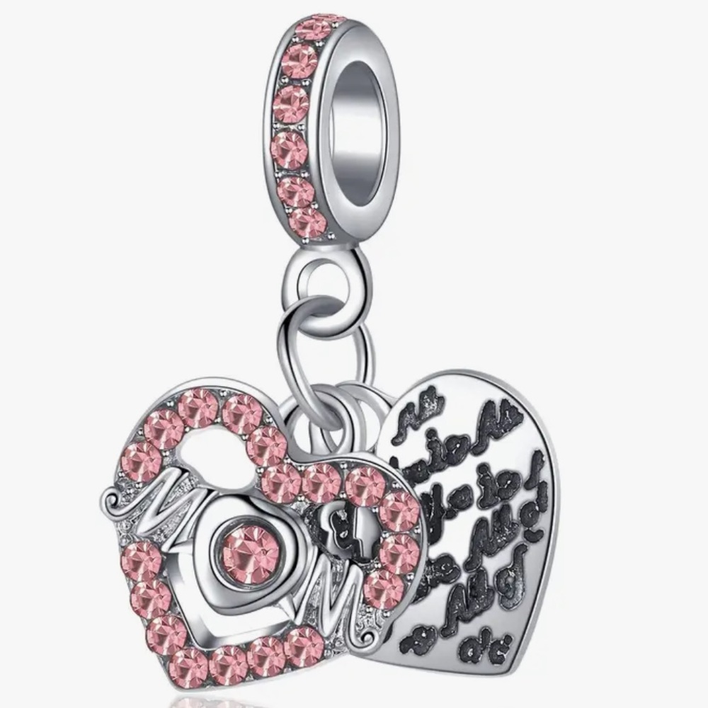 Love MOM Heart Charm Pandora Style